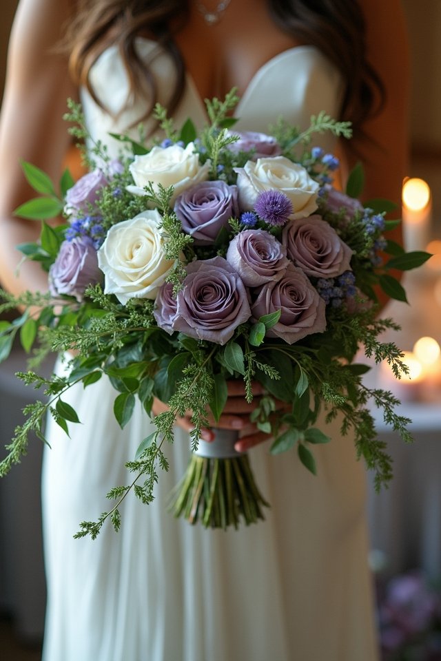 romantic sage and purple bouquet