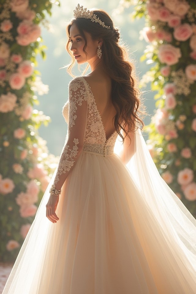 romantic tulle wedding gown