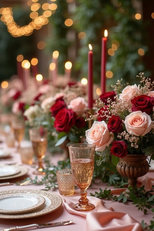 rosy garden wedding arrangements