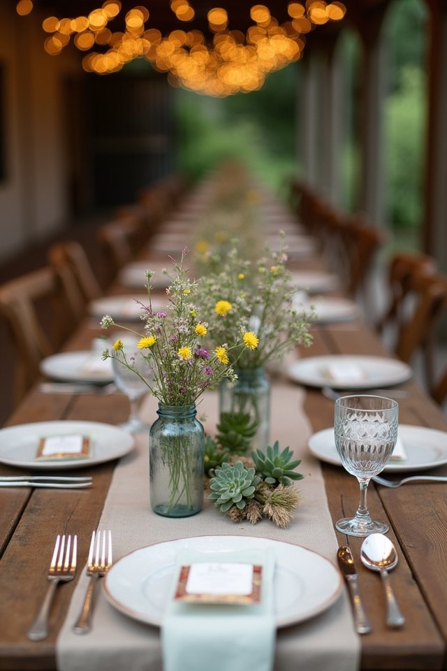 rustic nature inspired table settings