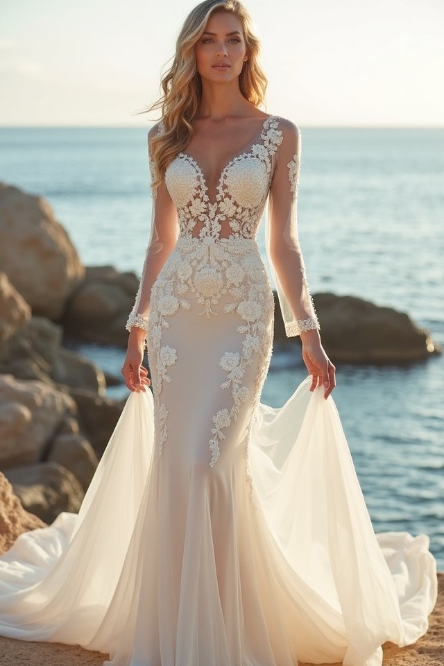 sheer mermaid gown elegance