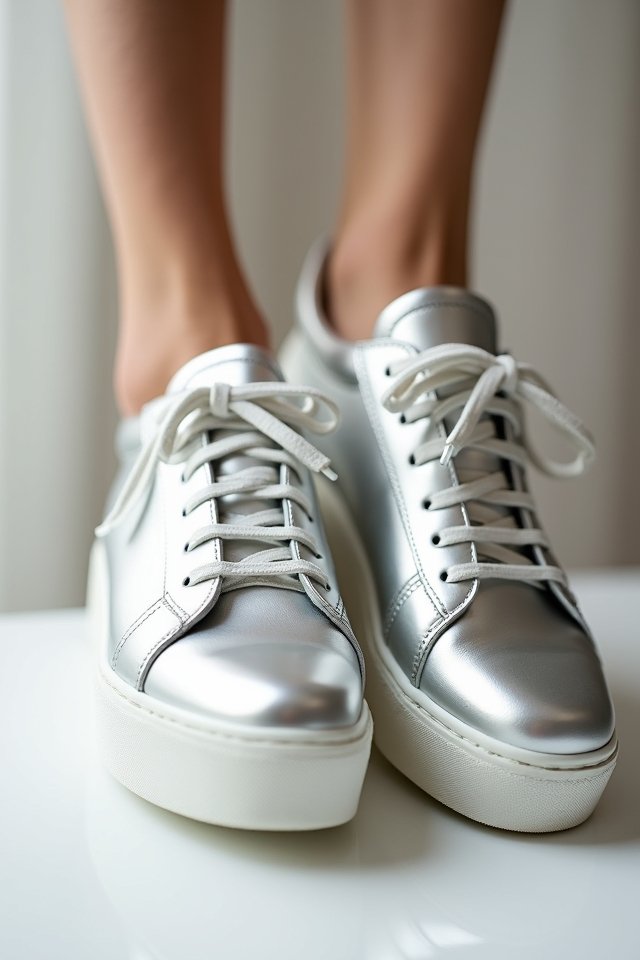 sleek metallic wedding sneakers