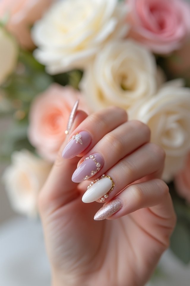 soft pastel wedding nails