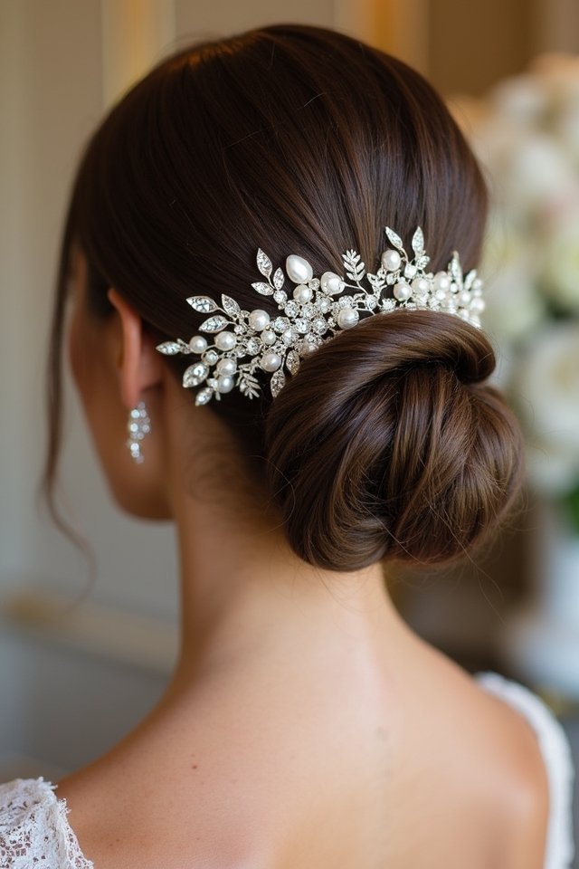 stylish chignon with accessories