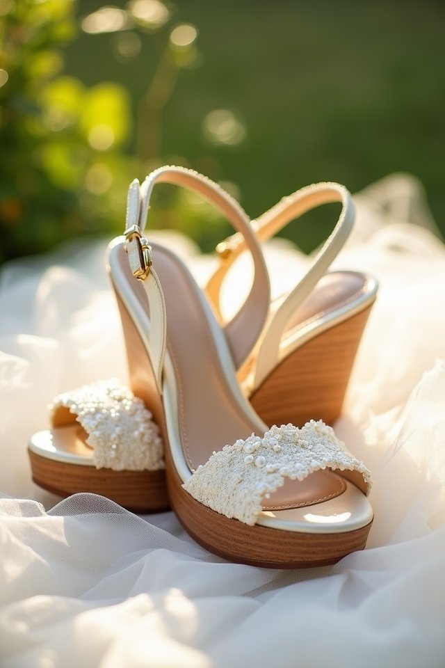 stylish comfortable wedding wedges