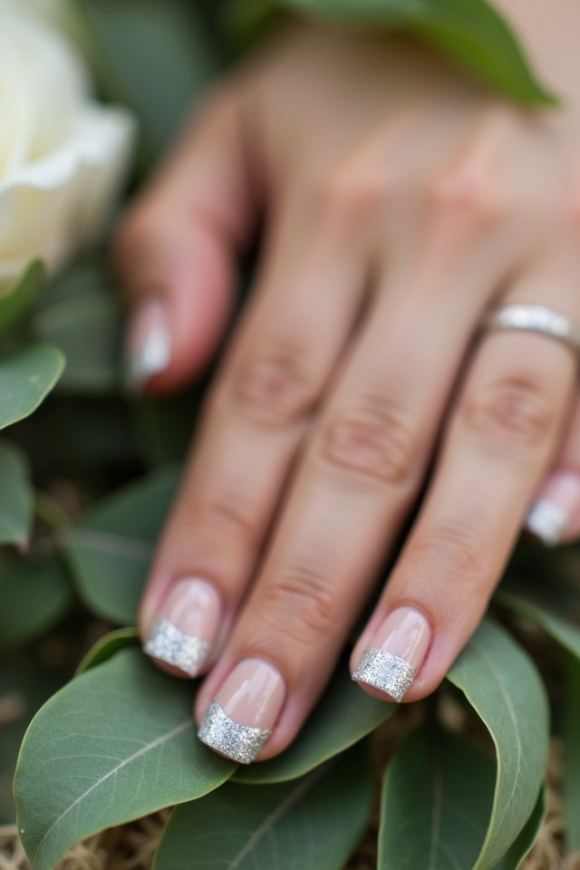 subtle sparkling bridesmaid nails