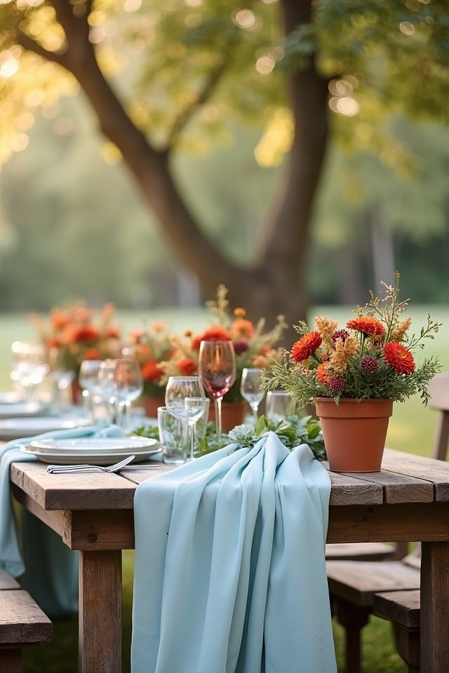 terracotta and dusty blue elegance