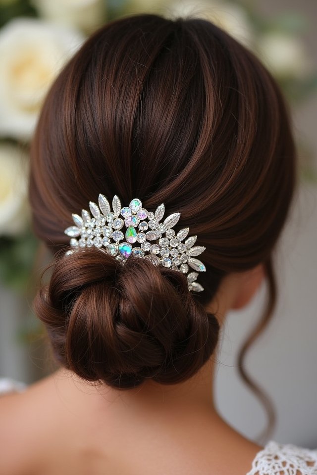 textured low bun elegance