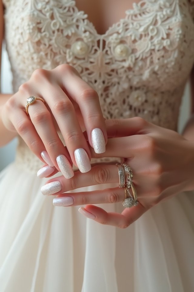 textured pearl matte nails