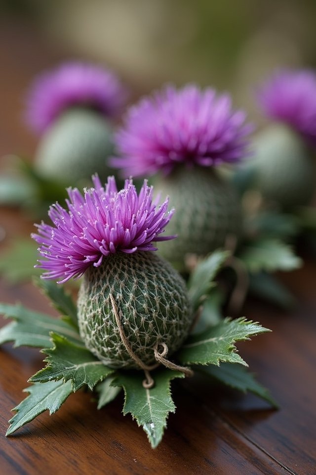thistles rustic resilient wedding flowers
