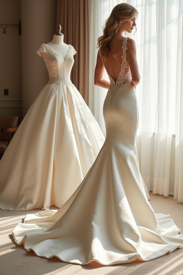 timeless champagne satin ball gown