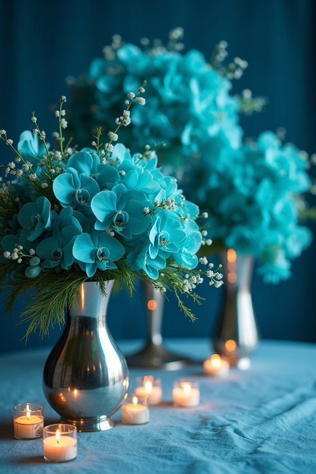 turquoise orchid wedding centerpieces