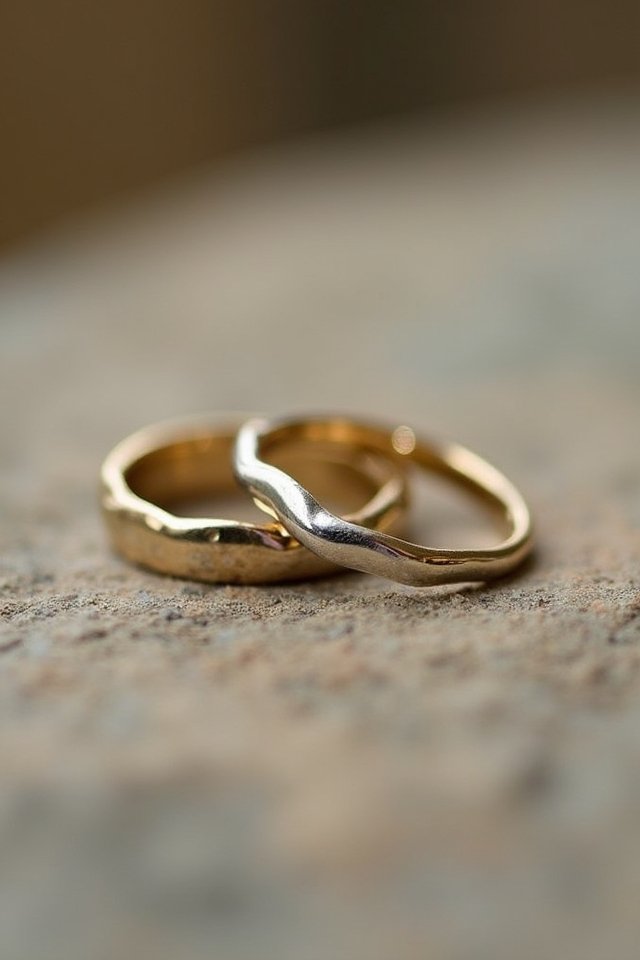 unique hammered texture rings