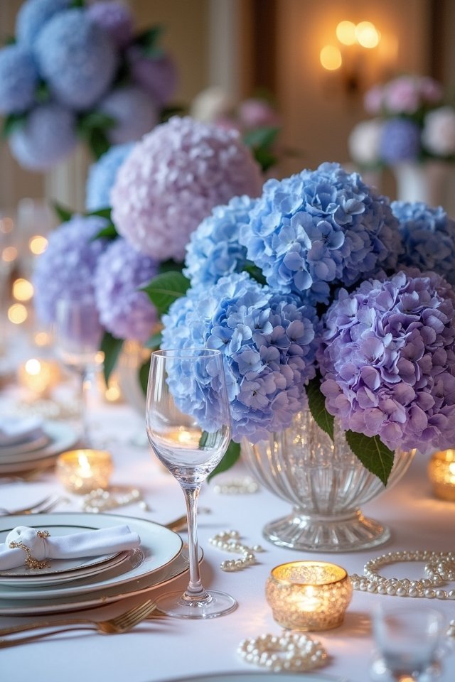 vibrant hydrangea wedding arrangements