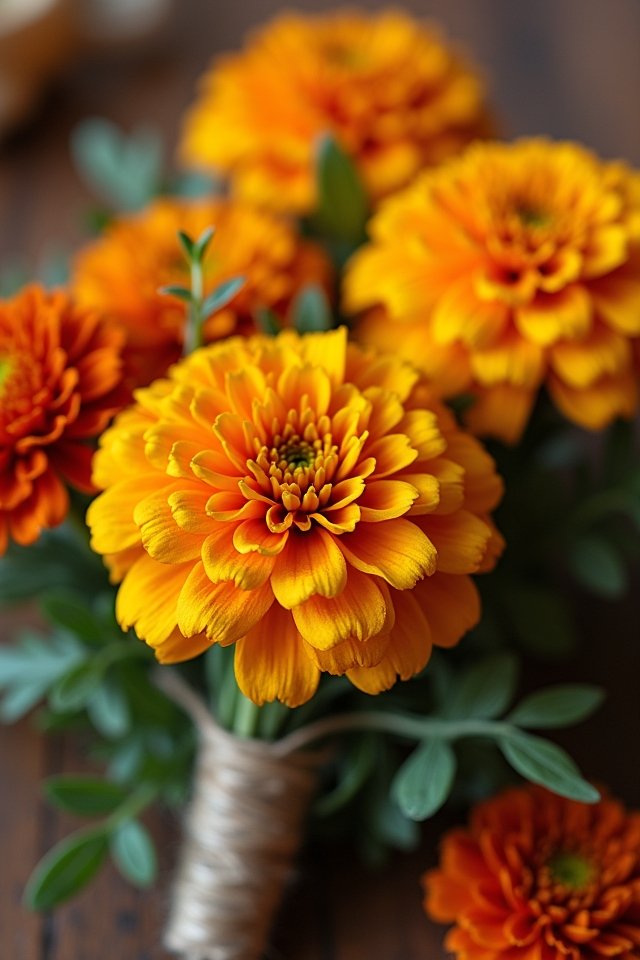 vibrant marigold wedding arrangements