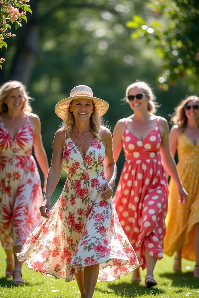 vibrant printed dress styling