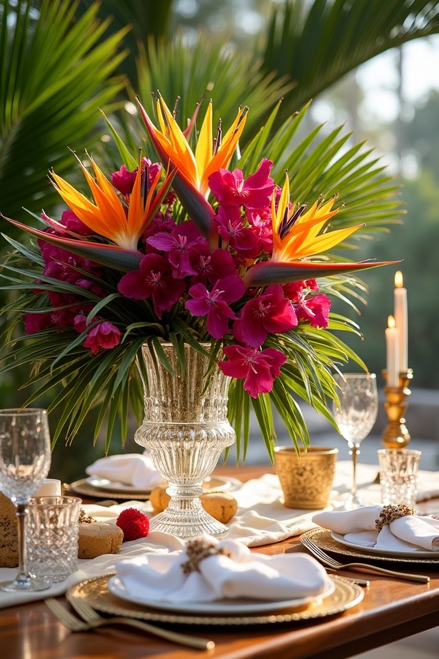 vibrant tropical flower accents