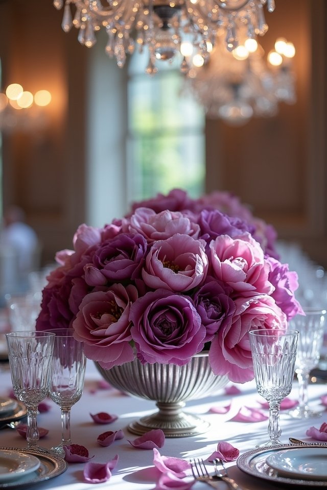 violet peonies and calla lilies