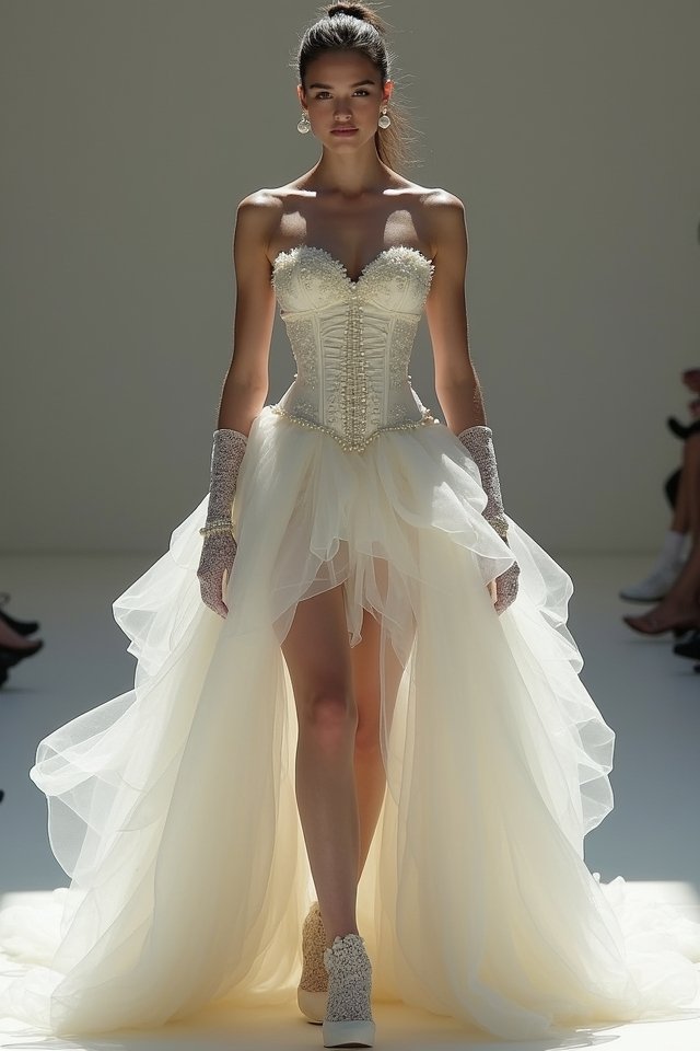 whimsical elegant high low corset