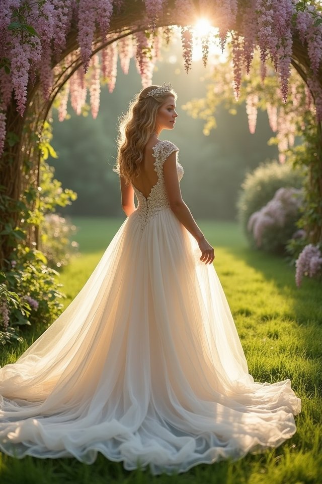 whimsical floral embroidered gown