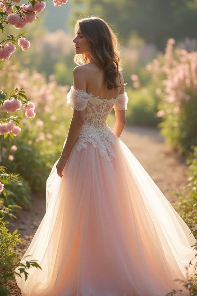 whimsical off shoulder elegance