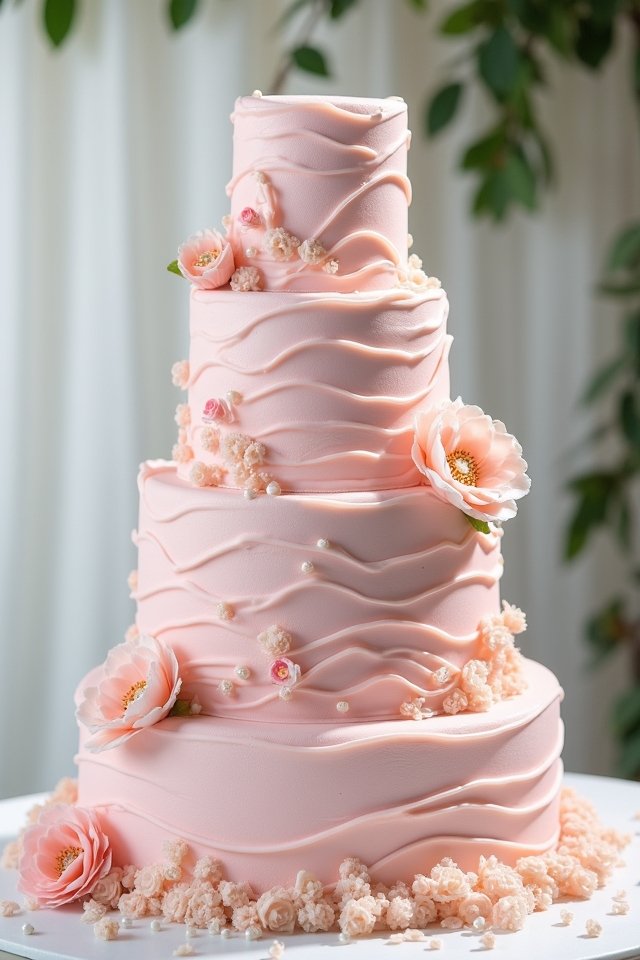 whimsical pink ruffled cake