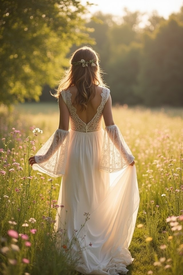whimsical romantic bell sleeve dress