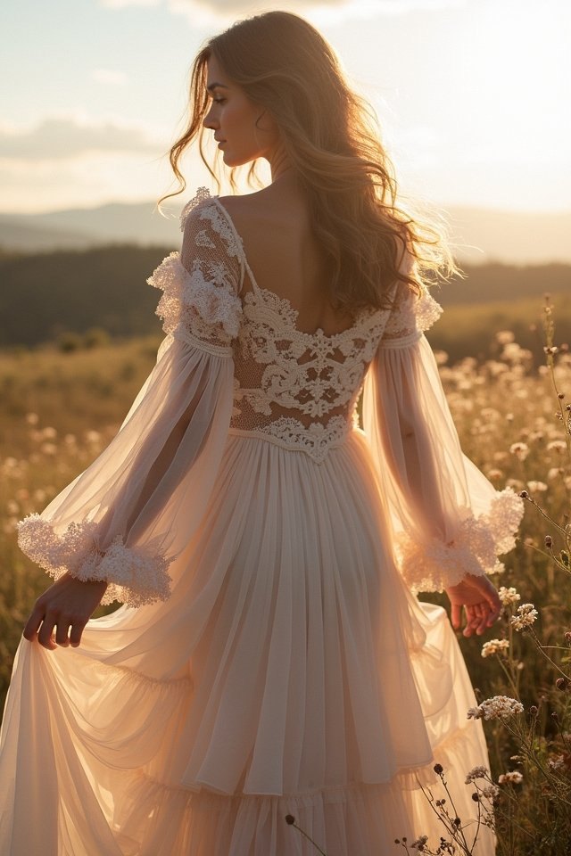 whimsical tiered sleeve gown