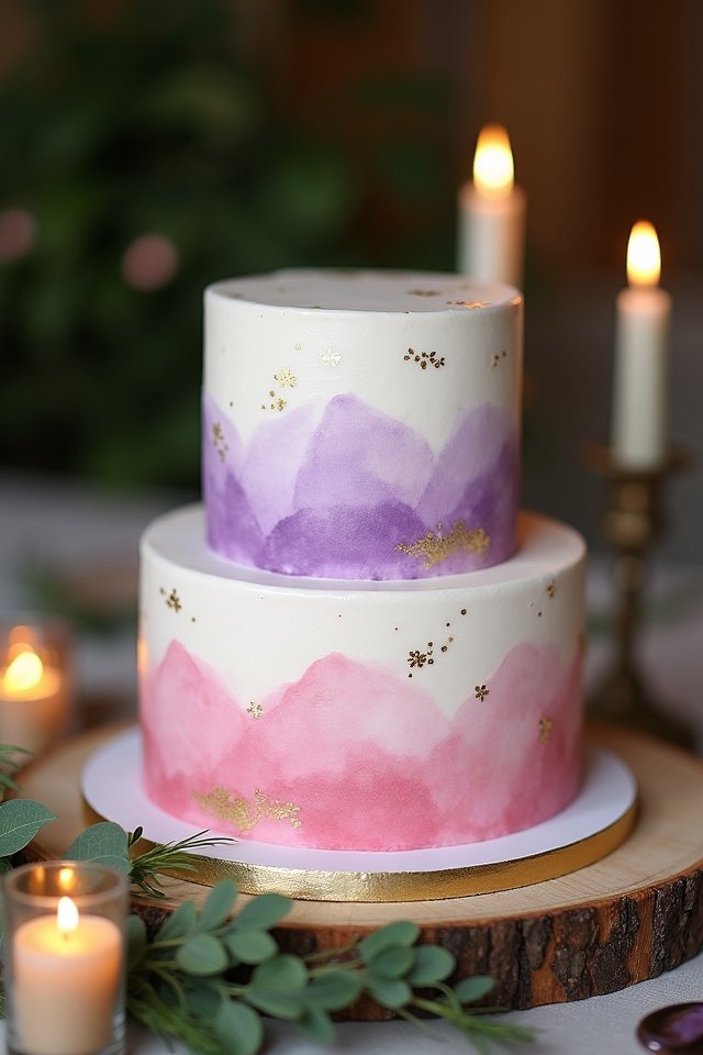 whimsical watercolor wedding cake