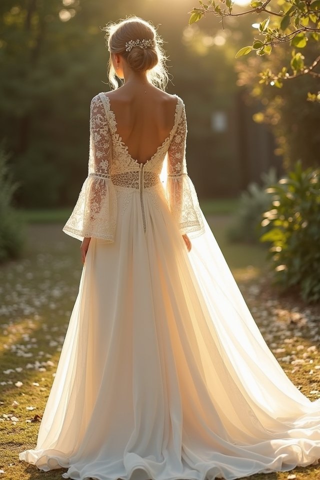 a line dress with bell sleeves