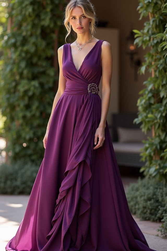 amethyst dress with ruffles