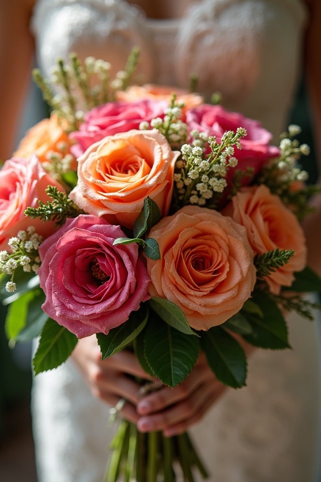 antique roses with orange accents
