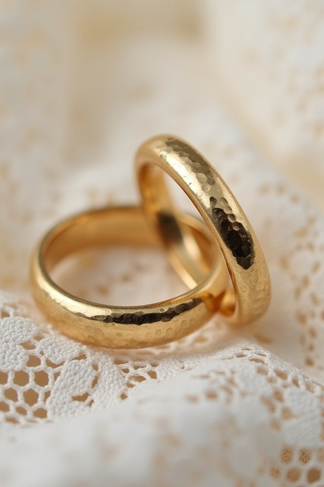 artistic hammered gold band