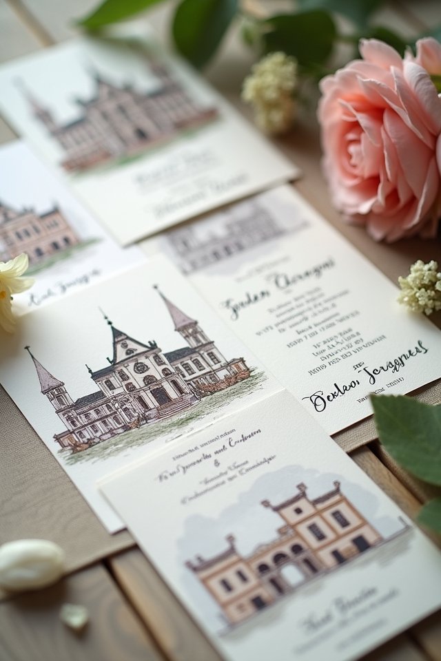 artistic venue wedding invitations
