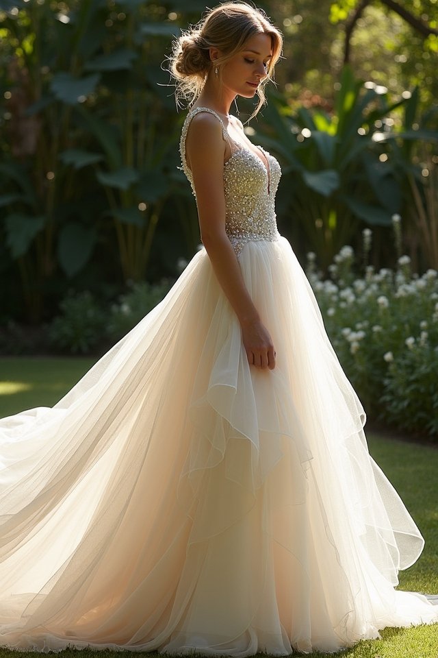 asymmetric hem bridal gown