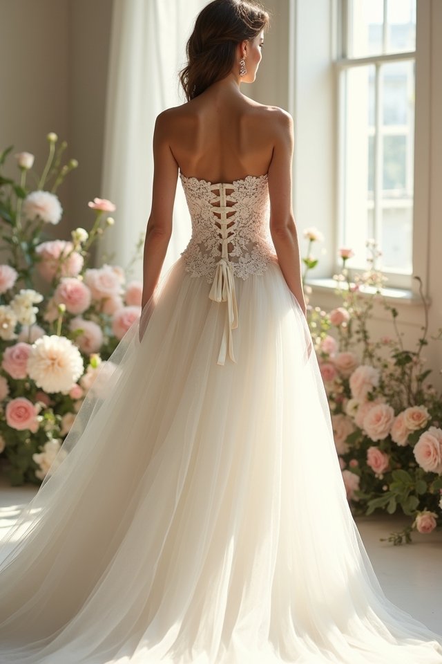 asymmetrical corset wedding design
