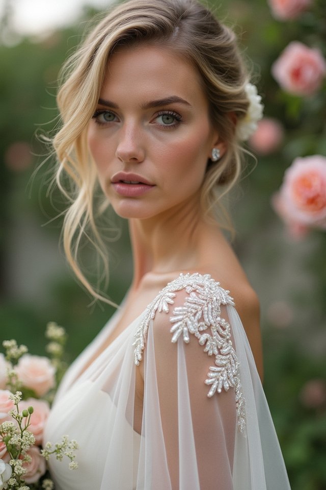 asymmetrical neckline wedding dress