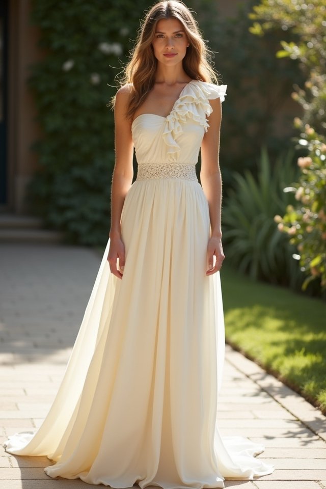 asymmetrical satin bridal elegance