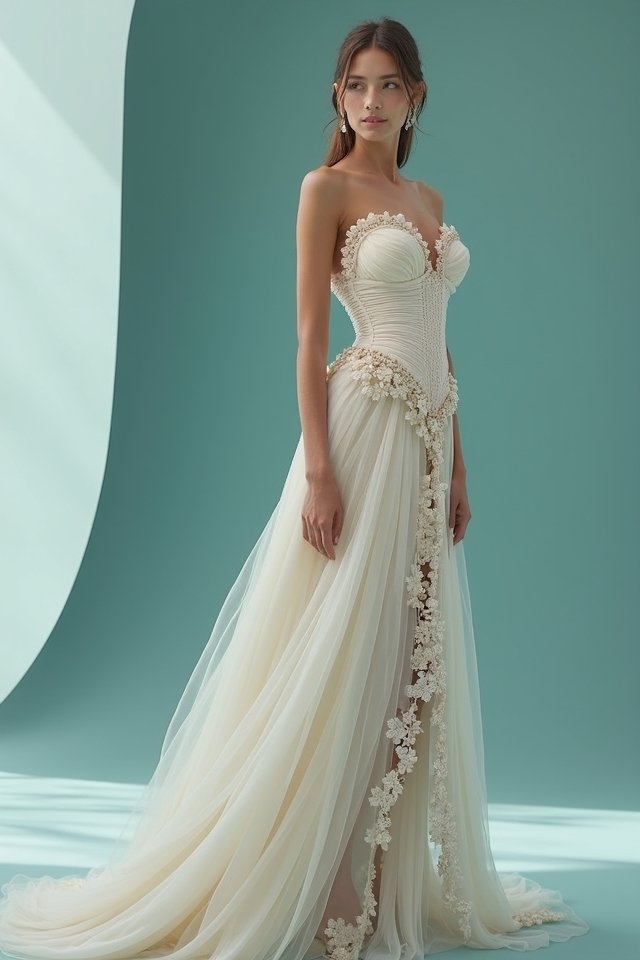 asymmetrical sculptural wedding dress