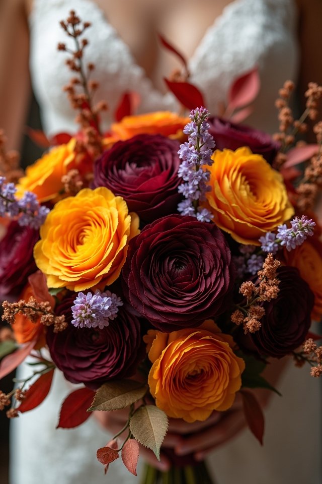 autumn lilac wedding bouquet