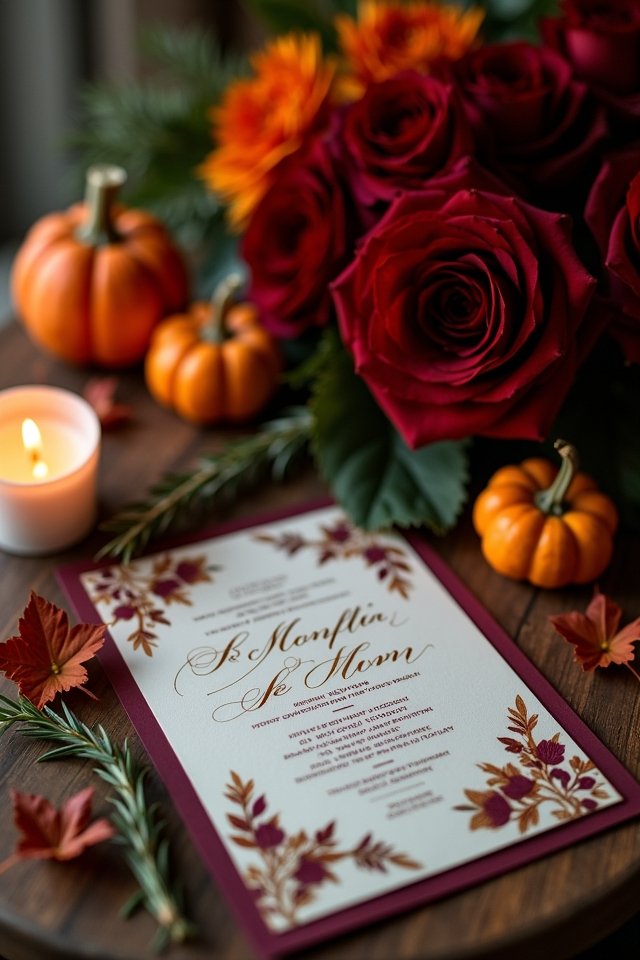 autumn themed wedding invitations