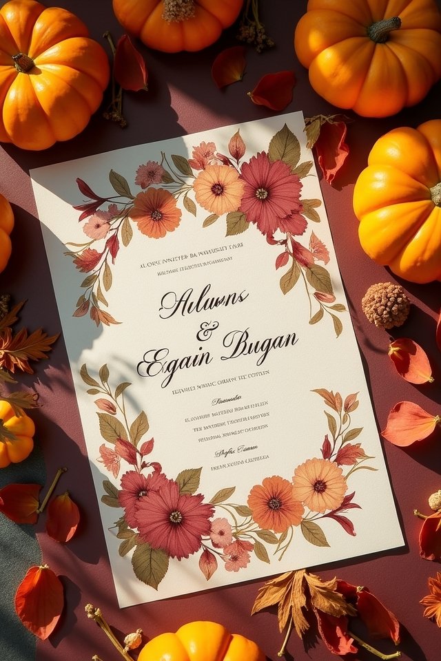 autumn vintage wedding invitations