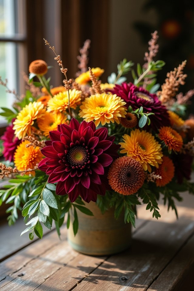 autumnal earthy floral arrangements