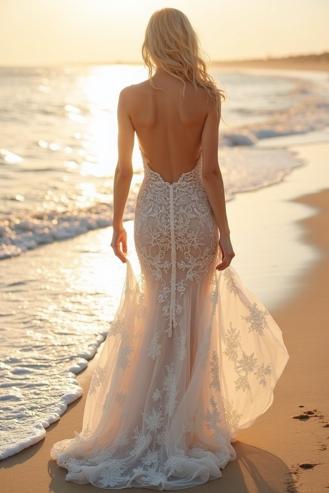 backless beach wedding elegance
