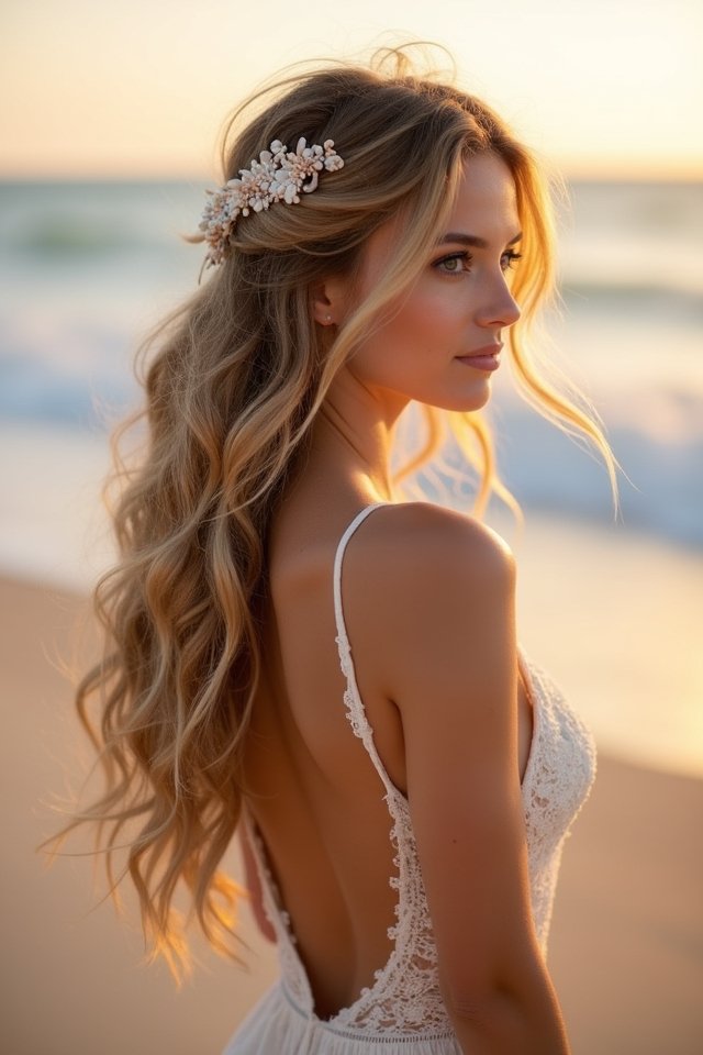 beachy effortless wedding hairstyle