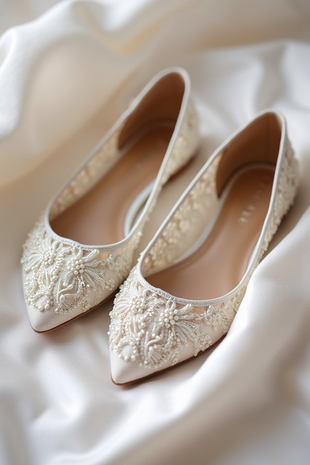 beaded lace bridal flats