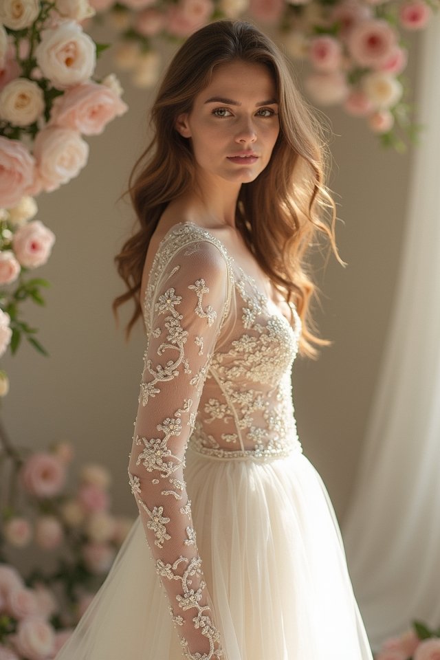 beaded long sleeve elegance