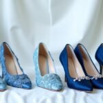blue bridal wedding shoes