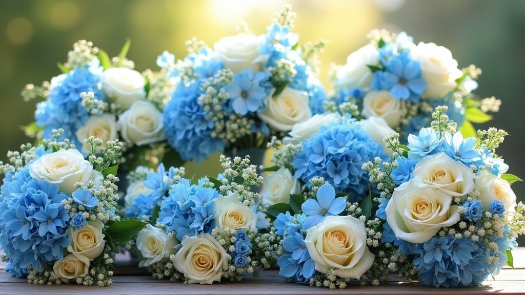 blue floral wedding bouquets