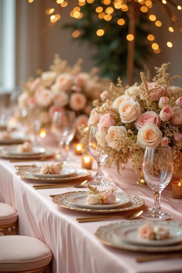 blush florals golden accents